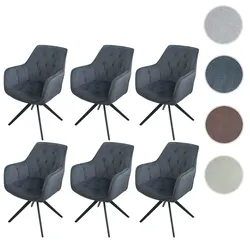 6er-Set Esszimmerstuhl HWC-L80, K√ochenstuhl Polsterstuhl Stuhl mit Armlehne, drehbar, Metall Stoff/Textil ~ anthrazit